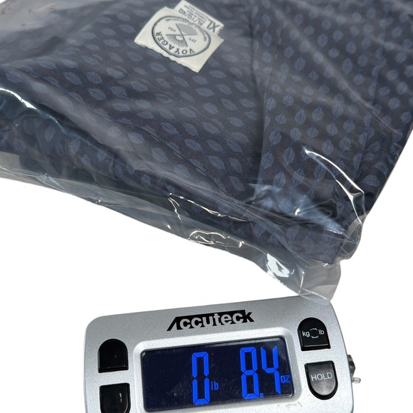 Voyager Mens XL Tall Button Up Short Sleeve Shirt Blue Geometric Pattern Casual - Picture 9 of 9